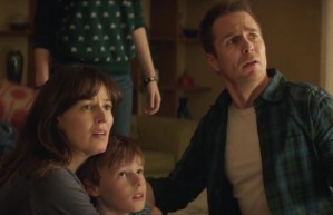 "YOU go upstairs! I got shoved through kiddie furniture!"